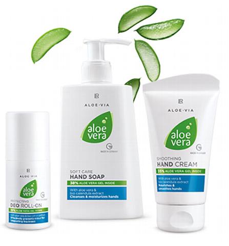 Aloe Vera hand cream and body lotion bottles